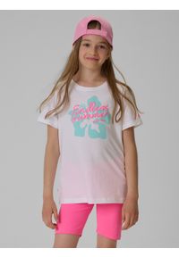 4f - 4F T-shirt regular z nadrukiem dziewczęcy - biały 164 (13-14 lat). Okazja: na co dzień. Kolor: biały. Materiał: bawełna, dzianina. Wzór: nadruk. Sezon: lato. Styl: casual #1