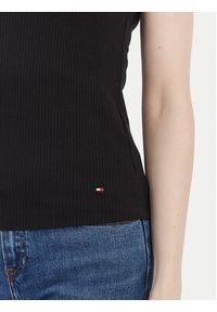 TOMMY HILFIGER - Tommy Hilfiger Top WW0WW38635 Czarny Slim Fit. Kolor: czarny. Materiał: wiskoza #3