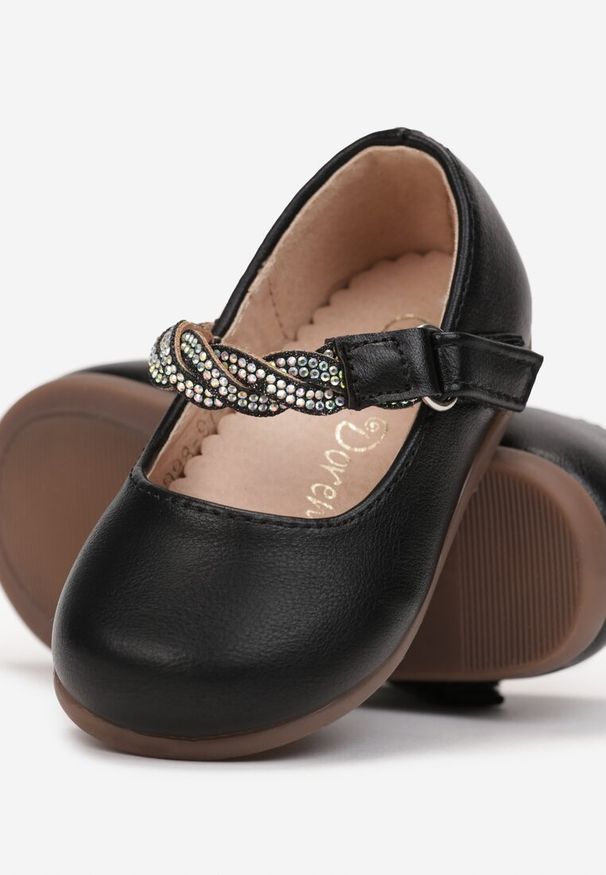 Born2be - Czarne Balerinki Phaedrehe. Zapięcie: rzepy. Kolor: czarny. Wzór: gładki. Styl: elegancki