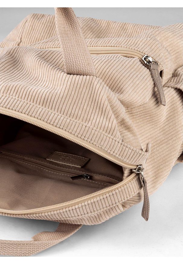 bonprix - Plecak ze sztruksu. Kolor: beżowy. Wzór: paski. Materiał: skórzane. Rodzaj torebki: na ramię