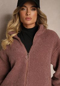 Renee - Różowa Kurtka Baranek Rozpinana Inarethia. Kolor: różowy. Materiał: futro. Sezon: zima