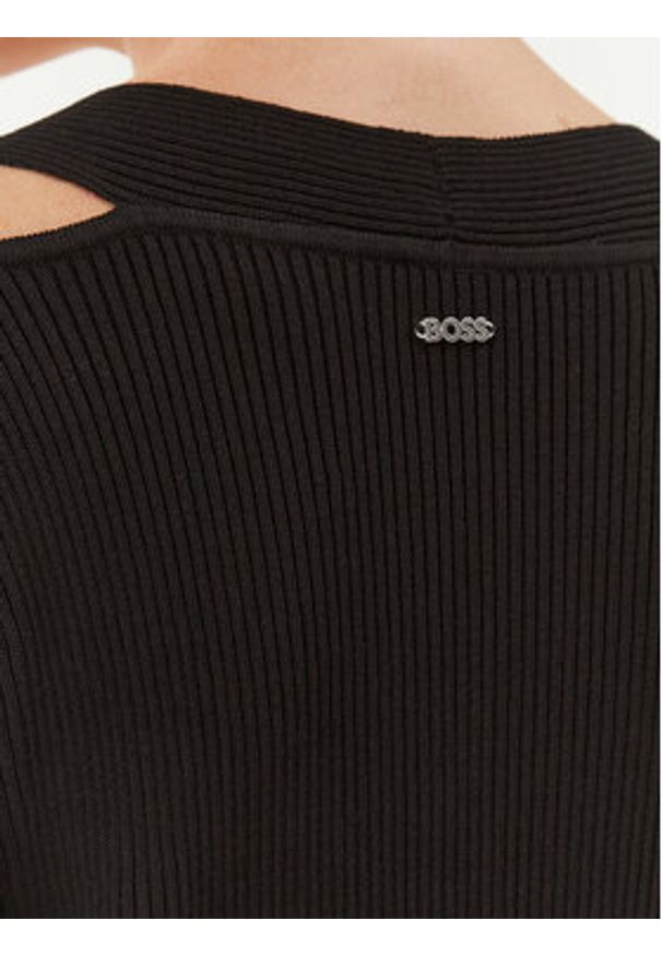 BOSS - Boss Sukienka dzianinowa Famelina 50493914 Czarny Slim Fit. Kolor: czarny. Materiał: wiskoza, dzianina