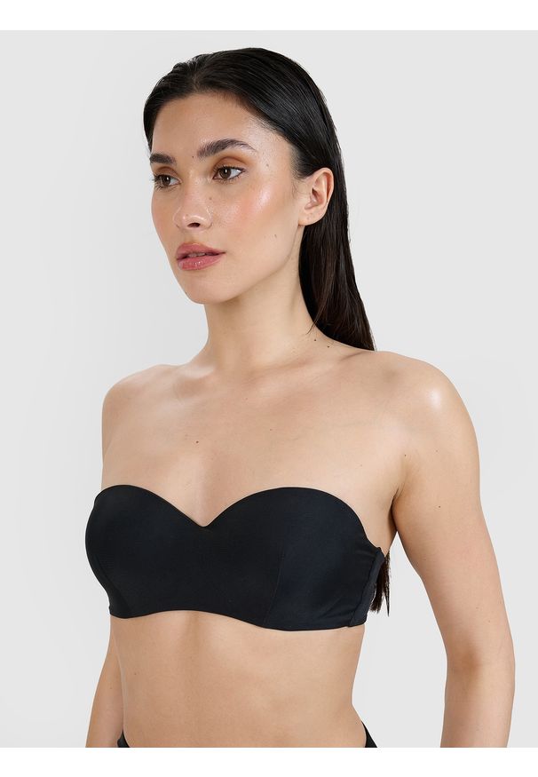 4f - 4F Góra od bikini damska - czarna L. Kolor: czarny. Materiał: materiał, włókno, syntetyk, elastan