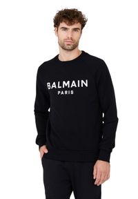 Balmain - BALMAIN Czarna bluza Printed Sweatshirt. Kolor: czarny #4