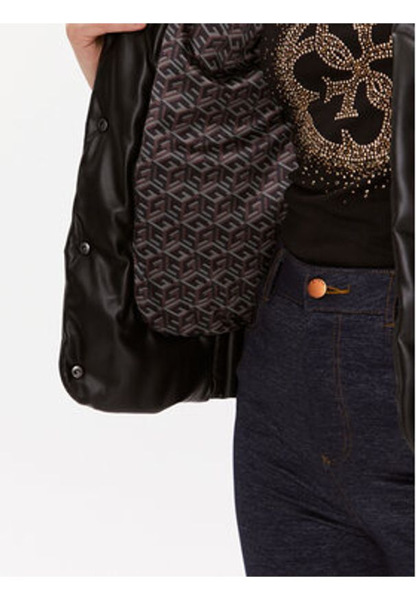 Guess Kurtka zimowa Ivana W3BL12 WFSP0 Czarny Regular Fit. Kolor: czarny. Materiał: skóra. Sezon: zima