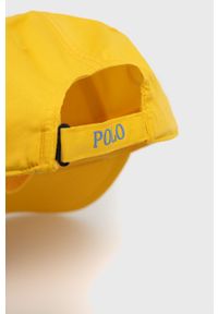 Polo Ralph Lauren czapka 710811344017 kolor żółty z nadrukiem. Kolor: żółty. Materiał: włókno, materiał. Wzór: nadruk #2