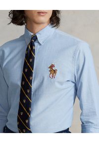 Ralph Lauren - RALPH LAUREN - Niebieska koszula z misiem Polo Custom Fit. Typ kołnierza: polo. Kolor: niebieski. Materiał: bawełna. Długość rękawa: długi rękaw. Długość: długie. Wzór: haft, kolorowy. Styl: klasyczny #2
