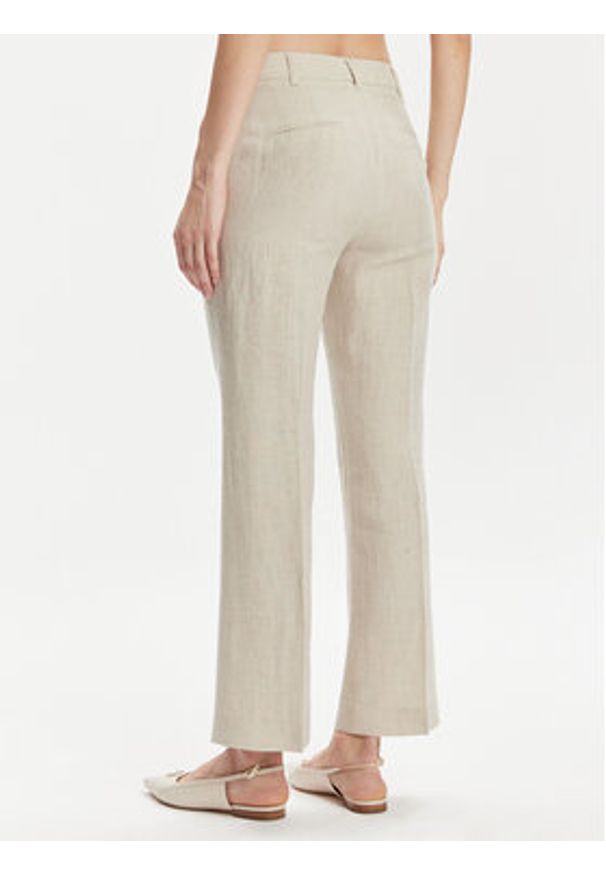 Marella Spodnie materiałowe Muschio 2413131272 Écru Regular Fit. Materiał: len