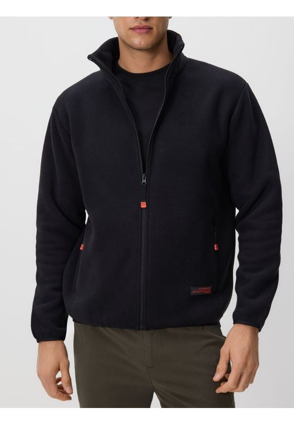 Reserved - Polarowa bluza ze stójką - czarny. Typ kołnierza: kołnierzyk stójkowy. Kolor: czarny. Materiał: polar