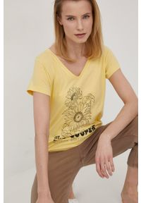 Lee Cooper t-shirt bawełniany kolor żółty. Kolor: żółty. Materiał: bawełna