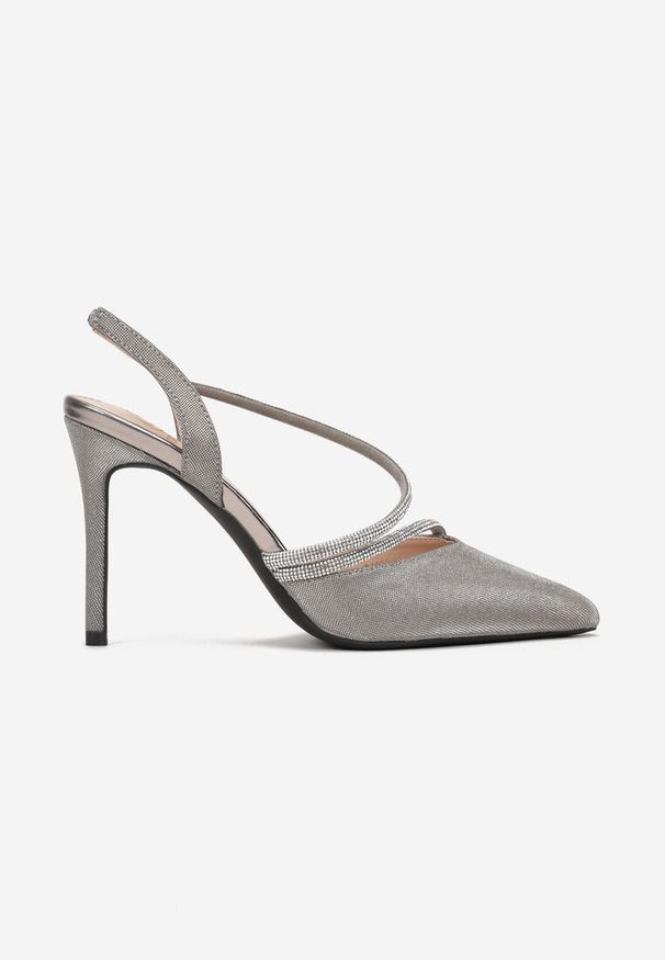 Born2be - Czarne Błyszczące Sandały na Szpilce z Paskami z Cyrkoniami Agnesine. Okazja: na co dzień. Zapięcie: pasek. Kolor: czarny. Materiał: jeans. Wzór: aplikacja. Obcas: na szpilce. Styl: klasyczny, casual