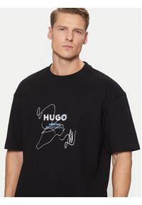 Hugo - HUGO T-Shirt Nabion 50530441 Czarny Loose Fit. Kolor: czarny. Materiał: bawełna #3