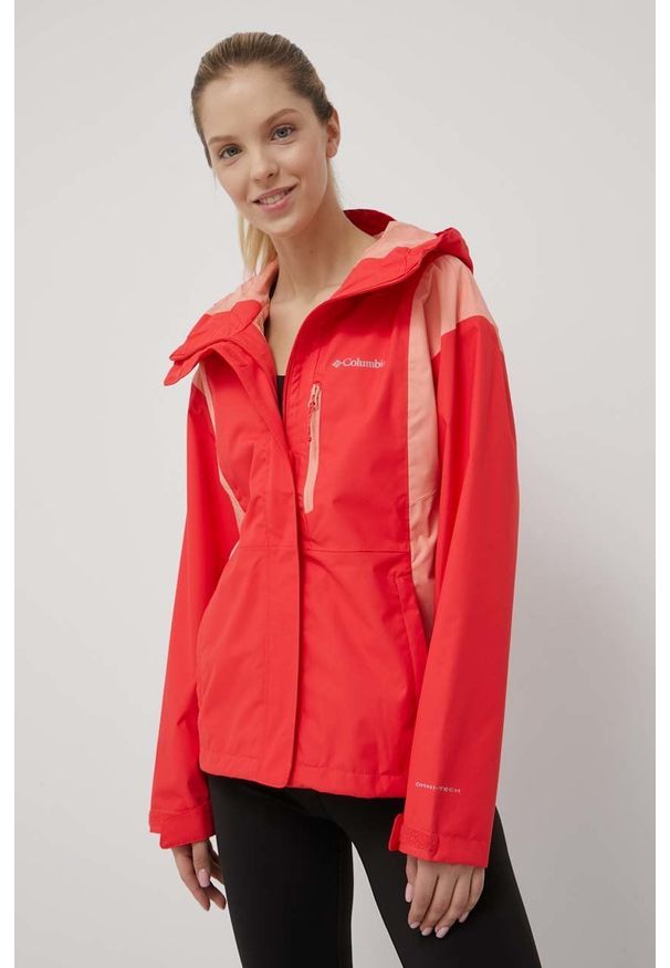 columbia - Columbia kurtka outdoorowa Hikebound kolor czerwony przejściowa. Kolor: czerwony. Materiał: materiał