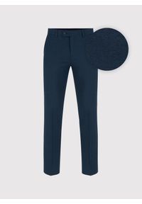 Pako Lorente - PAKO LORENTE - Granatowe spodnie ganiturowe z lnem. Kolor: niebieski. Materiał: len. Wzór: gładki. Sezon: wiosna, lato #9