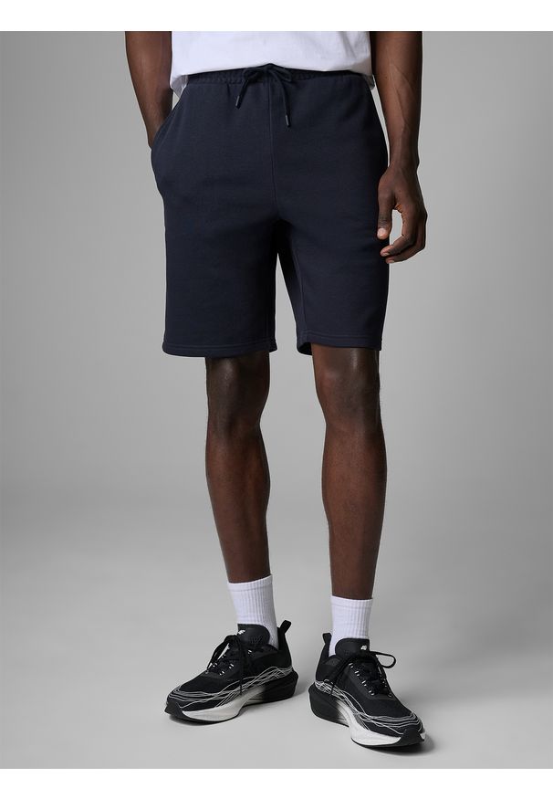 4f - 4F Spodenki dresowe męskie - granatowe XL. Kolor: niebieski. Materiał: dresówka. Sport: turystyka piesza, fitness