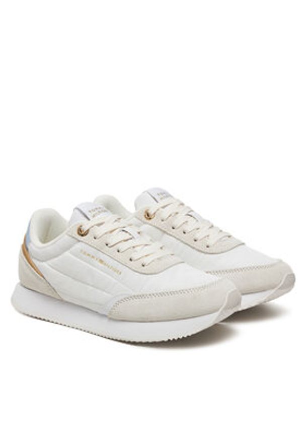 TOMMY HILFIGER - Tommy Hilfiger Sneakersy Essential Runner FW0FW08332 Biały. Kolor: biały. Materiał: zamsz, skóra
