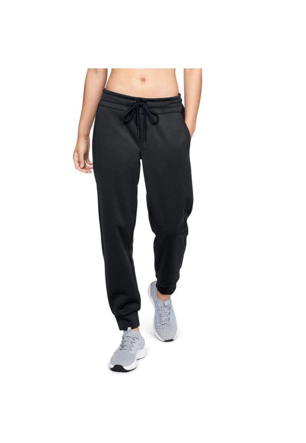 Spodnie treningowe damskie Under Armour Recovery Travel Track. Kolor: czarny. Materiał: poliester. Sport: fitness
