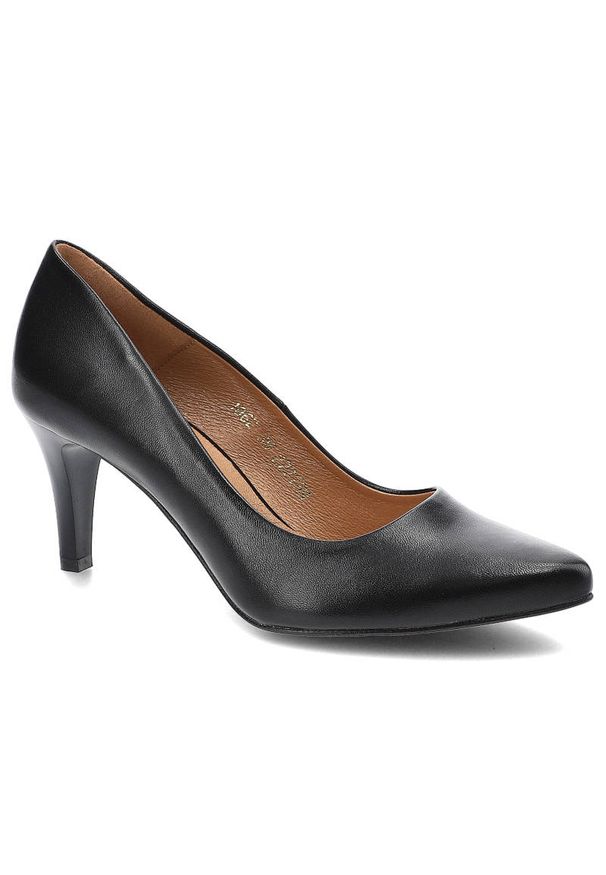 Czarne Czółenka Clasicco Damskie Eleganckie Buty. Kolor: czarny. Materiał: skóra. Obcas: na obcasie. Styl: elegancki. Wysokość obcasa: niski