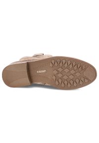 Brązowe Botki S.Barski Eleganckie Obuwie Damskie. Okazja: na co dzień. Kolor: brązowy. Materiał: jeans, materiał. Wzór: ażurowy, aplikacja. Obcas: na obcasie. Styl: elegancki. Wysokość obcasa: niski #5
