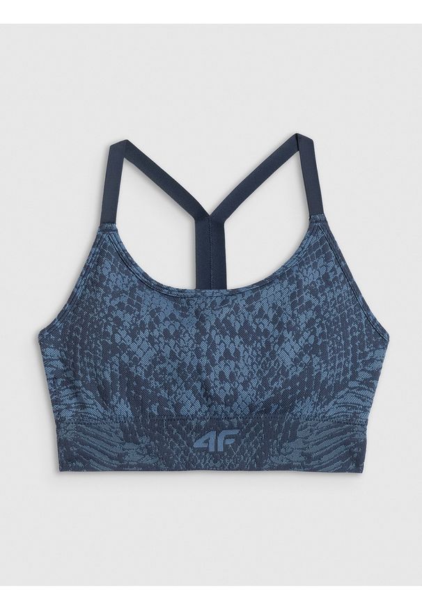 4f - 4F Biustonosz treningowy z niskim wsparciem - turkusowy XL/XXL. Kolor: turkusowy. Materiał: skóra, dzianina, włókno, materiał. Rodzaj stanika: wyciągane miseczki. Sport: fitness