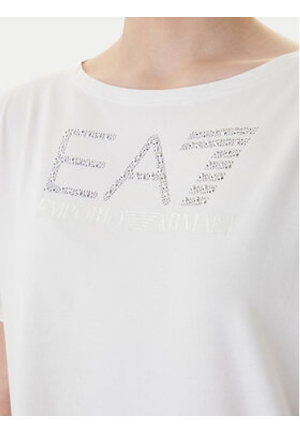 EA7 Emporio Armani T-Shirt 7W001098 AF14880 U1142 Biały Slim Fit. Kolor: biały. Materiał: bawełna