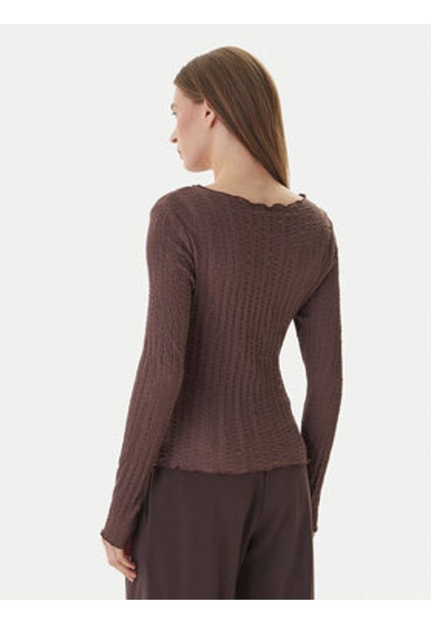 only - ONLY Bluzka Ella 15368469 Brązowy Slim Fit. Kolor: brązowy. Materiał: syntetyk, bawełna