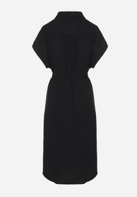 Born2be - Czarna Sukienka z Bawełną i Ozdobnym Paskiem Savanire. Okazja: na co dzień. Kolor: czarny. Materiał: bawełna. Typ sukienki: koszulowe. Styl: elegancki, klasyczny, casual #3