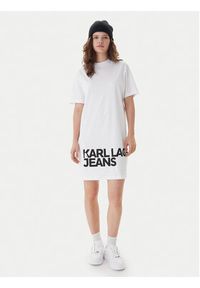 Karl Lagerfeld Jeans Sukienka codzienna B1W13054 Biały Regular Fit. Okazja: na co dzień. Kolor: biały. Materiał: bawełna. Typ sukienki: proste. Styl: casual #5