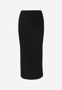 Born2be - Czarna Prosta Spódnica z Rozcięciem z Boku ze Strukturalnej Tkaniny Orinelin. Okazja: do pracy, na co dzień. Kolor: czarny. Materiał: tkanina. Długość: długie. Styl: elegancki, casual #7
