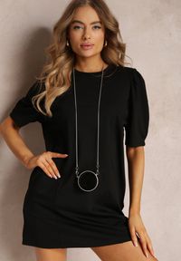 Renee - Czarna Pudełkowa Sukienka Mini z Saszetką Dalana. Okazja: na co dzień. Kolor: czarny. Materiał: jeans, materiał, wiskoza. Długość rękawa: krótki rękaw. Sezon: lato, wiosna. Styl: elegancki, casual. Długość: mini #5