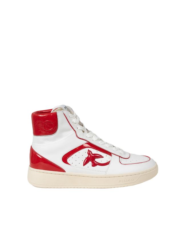 Pinko Sneakersy "Harlow Basket" | 1H20YR Y7L9 | Kobieta | Czerwony, Biały. Okazja: na co dzień. Kolor: wielokolorowy, biały, czerwony. Materiał: skóra