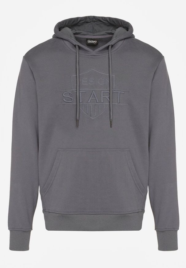 Born2be - Szara Bluza z Bawełną Kapturem i Sznurkami Amatusa. Okazja: do domu, na co dzień. Typ kołnierza: kaptur. Kolor: szary. Materiał: bawełna. Styl: casual, klasyczny