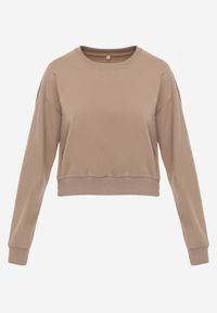 Renee - Ciemnobeżowa Bluza z Bawełną ze Ściągaczami przy Rękawach i w Pasie Alberia. Kolor: beżowy. Materiał: bawełna #4