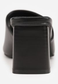 Born2be - Czarne Minimalistyczne Klapki na Słupku z Odkrytym Kwadratowym Noskiem Monaera. Okazja: na co dzień, na ślub cywilny, na wesele. Kolor: czarny. Wzór: gładki. Obcas: na słupku. Styl: casual, elegancki #6