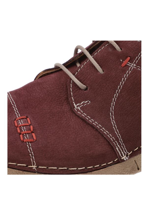 Bordowe Półbuty Artiker Modne Obuwie Damskie. Okazja: na co dzień. Kolor: czerwony. Materiał: skóra, jeans. Styl: casual, klasyczny