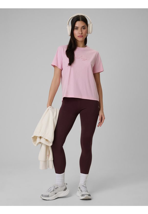 4f - 4F Legginsy dzianinowe damskie - brązowe XXL. Okazja: do domu, na co dzień, na spacer. Kolor: brązowy. Materiał: dzianina. Długość: do kostek. Styl: klasyczny, casual. Sport: turystyka piesza