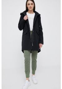 TOMMY HILFIGER - Tommy Hilfiger parka damska kolor czarny przejściowa. Okazja: na co dzień. Typ kołnierza: kaptur. Kolor: czarny. Długość: długie. Styl: casual #2