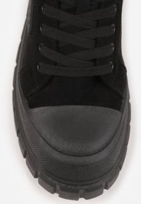 Born2be - Czarne Sneakersy Vices na Grubej Podeszwie z Geometryczną Aplikacją Leanae. Kolor: czarny. Materiał: jeans. Wzór: geometria, aplikacja #2