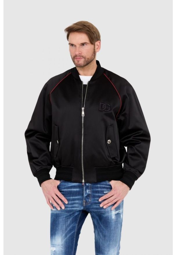 Dolce and Gabbana - DOLCE & GABBANA Czarna męska kurtka bomber outwear jacket, Rozmiar 48. Kolor: czarny