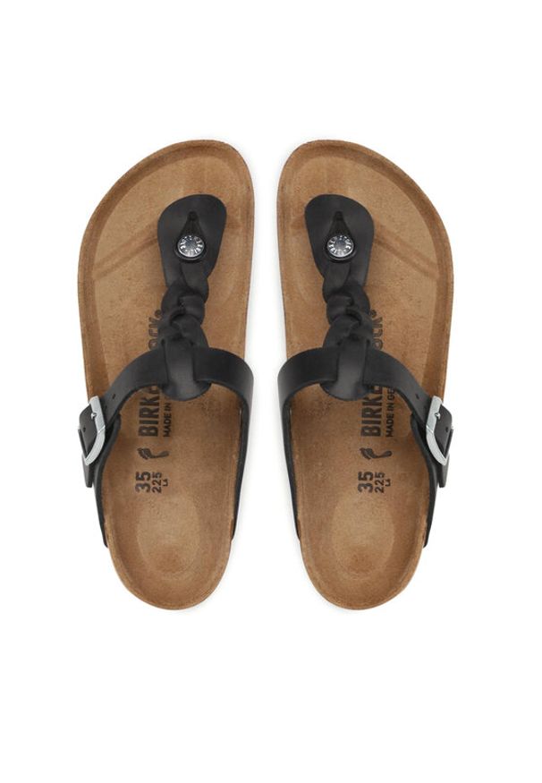 Birkenstock Japonki Gizeh Braided 1021360 Czarny. Kolor: czarny. Materiał: skóra