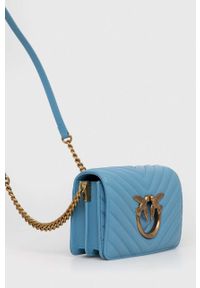 Pinko torebka skórzana kolor niebieski. Kolor: niebieski. Materiał: skórzane. Rodzaj torebki: na ramię #4