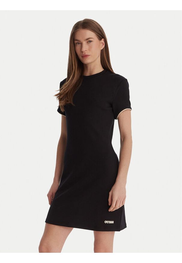 Guess Sukienka codzienna V6GK07 K3002 Czarny Regular Fit. Okazja: na co dzień. Kolor: czarny. Materiał: wiskoza. Typ sukienki: proste. Styl: casual