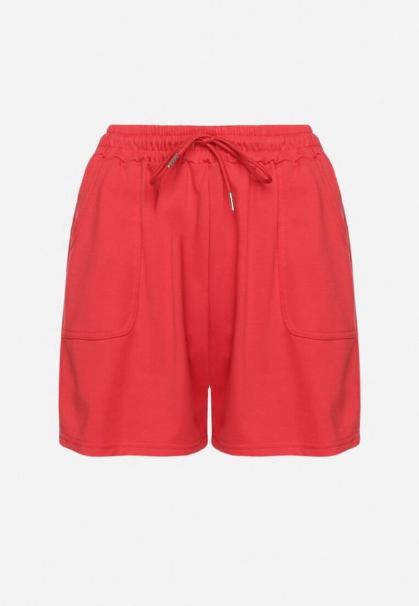 Born2be - Czerwone Szorty Dresowe z Gumką w Talii Marefia. Okazja: na co dzień. Kolor: czerwony. Materiał: dresówka. Styl: casual