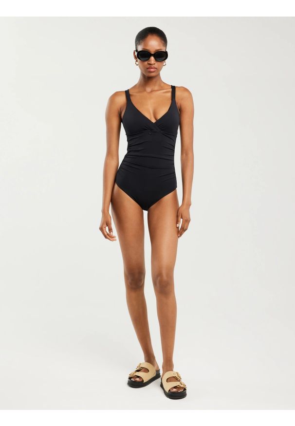 Big-Star - Kostium kąpielowy jednoczęściowy czarny Sallsa 906. Kolor: czarny. Materiał: materiał. Wzór: nadruk