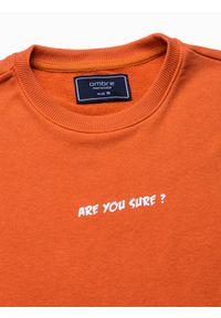Ombre Clothing - Bluza męska bez kaptura z nadrukiem B1215 - pomarańczowa - XXL. Typ kołnierza: bez kaptura. Kolor: pomarańczowy. Materiał: bawełna, poliester. Wzór: nadruk #4