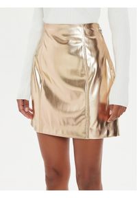 Guess Spódnica z imitacji skóry W4YD71 WGAP0 Złoty Regular Fit. Kolor: złoty. Materiał: syntetyk