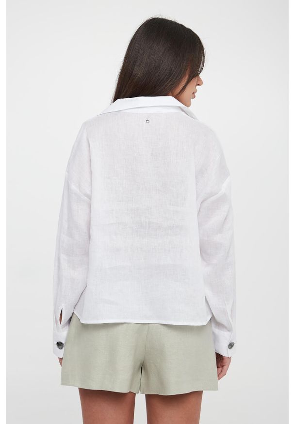Armani Exchange - Bluzka damska lniana ARMANI EXCHANGE. Materiał: len