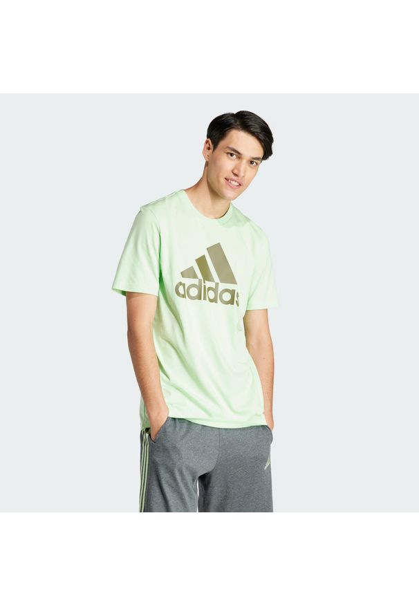 Adidas - Essentials Single Jersey Big Logo Tee. Kolor: zielony. Materiał: jersey