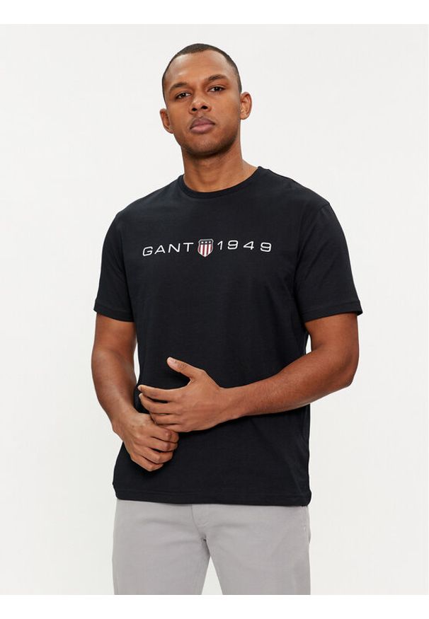 GANT - Gant T-Shirt Graphic 2003242 Czarny Regular Fit. Kolor: czarny. Materiał: bawełna