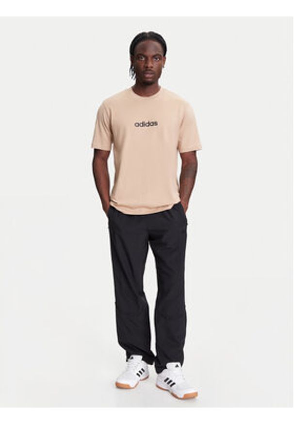 Adidas - adidas T-Shirt Essentials Linear JX5709 Beżowy Regular Fit. Kolor: beżowy. Materiał: bawełna